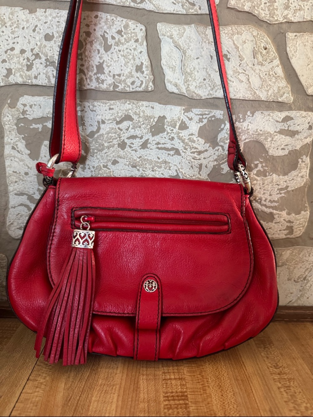 Brighton Red Leather Crossbody